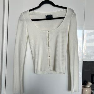 ASOS cream sweater with pearl buttons